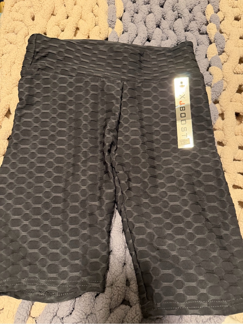 Black Textured Women’s Athletic Shorts -XJ Boost